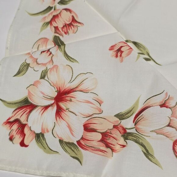 Arnaldo Bassini Vintage Cotton Floral Tulip Handkerchief Neckerchief Bandana NWT - Picture 3 of 9